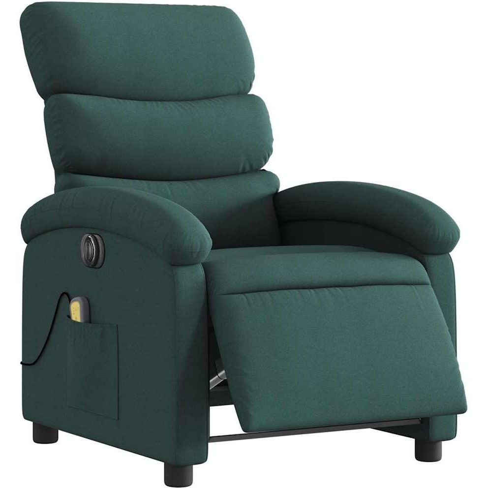 Vidaxl Electric Massage Recliner Chair Dark Green Fabric