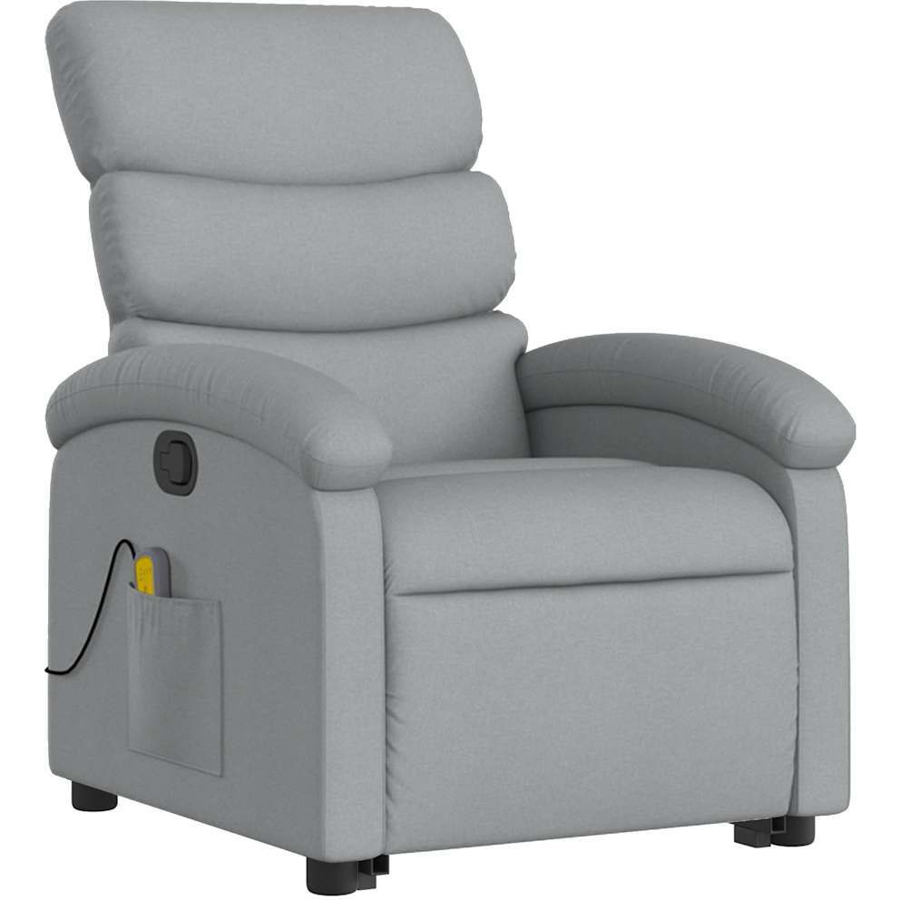 Vidaxl Stand Up Massage Recliner Chair Light Gray Fabric