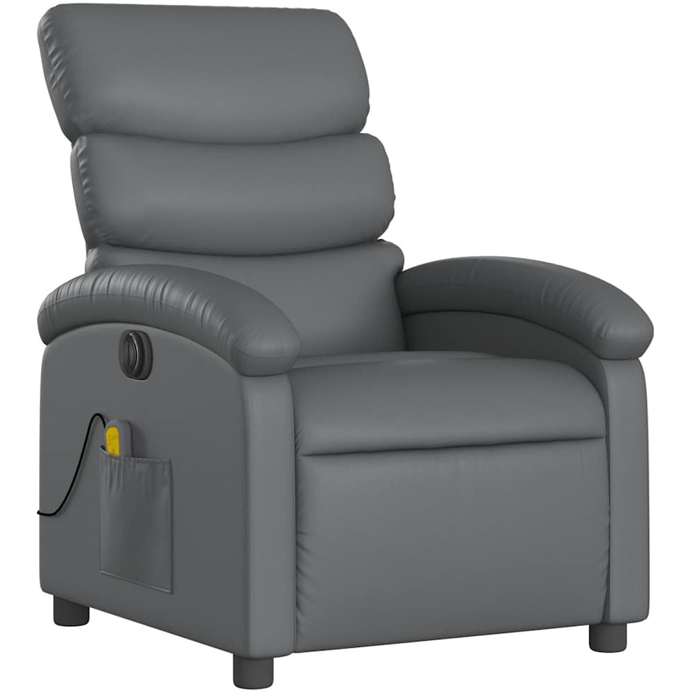 Vidaxl Electric Massage Recliner Chair Gray Faux Leather
