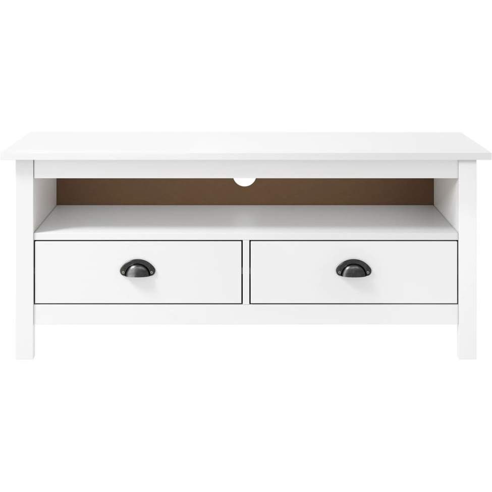 Vidaxl Tv Stand Hill White 43.3"&quotX15.7"&quotX18.5"" Solid Pine Wood