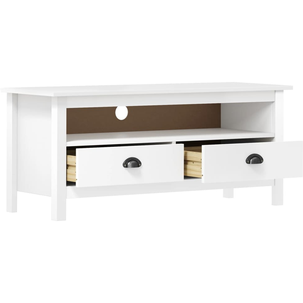 Vidaxl Tv Stand Hill White 43.3"&quotX15.7"&quotX18.5"" Solid Pine Wood