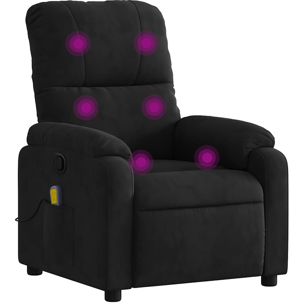 Vidaxl Massage Recliner Chair Black Microfiber Fabric