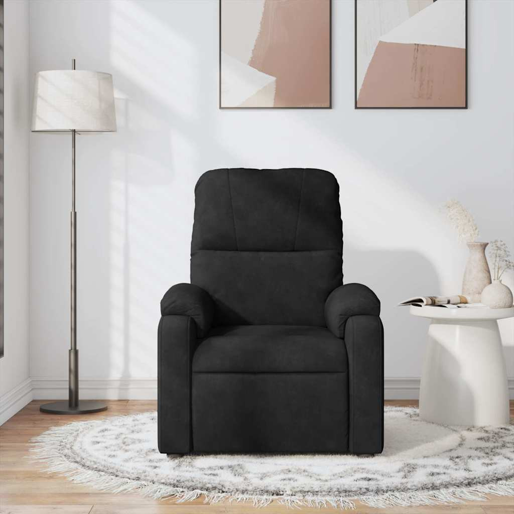 Vidaxl Massage Recliner Chair Black Microfiber Fabric
