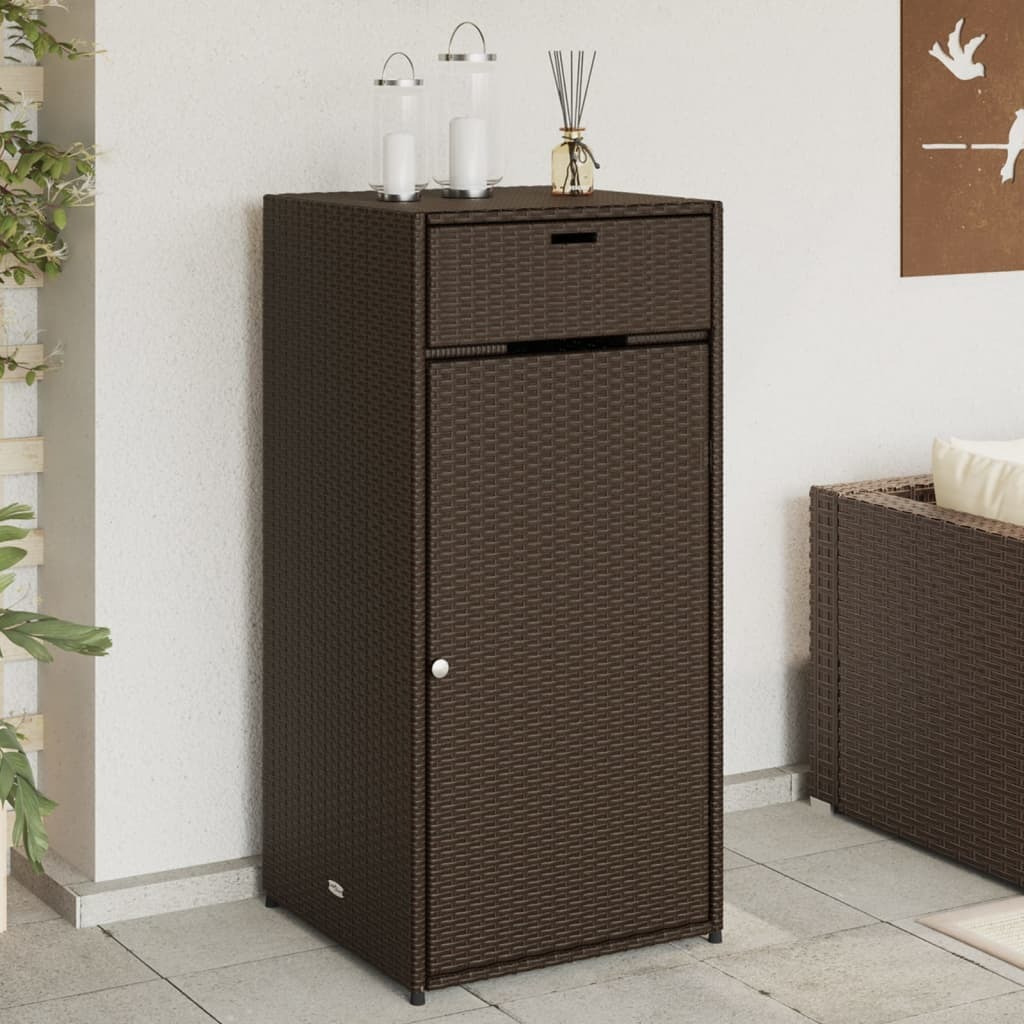 Vidaxl Patio Storage Cabinet Brown 21.7"&quotX21.7"&quotX43.7"" Poly Rattan