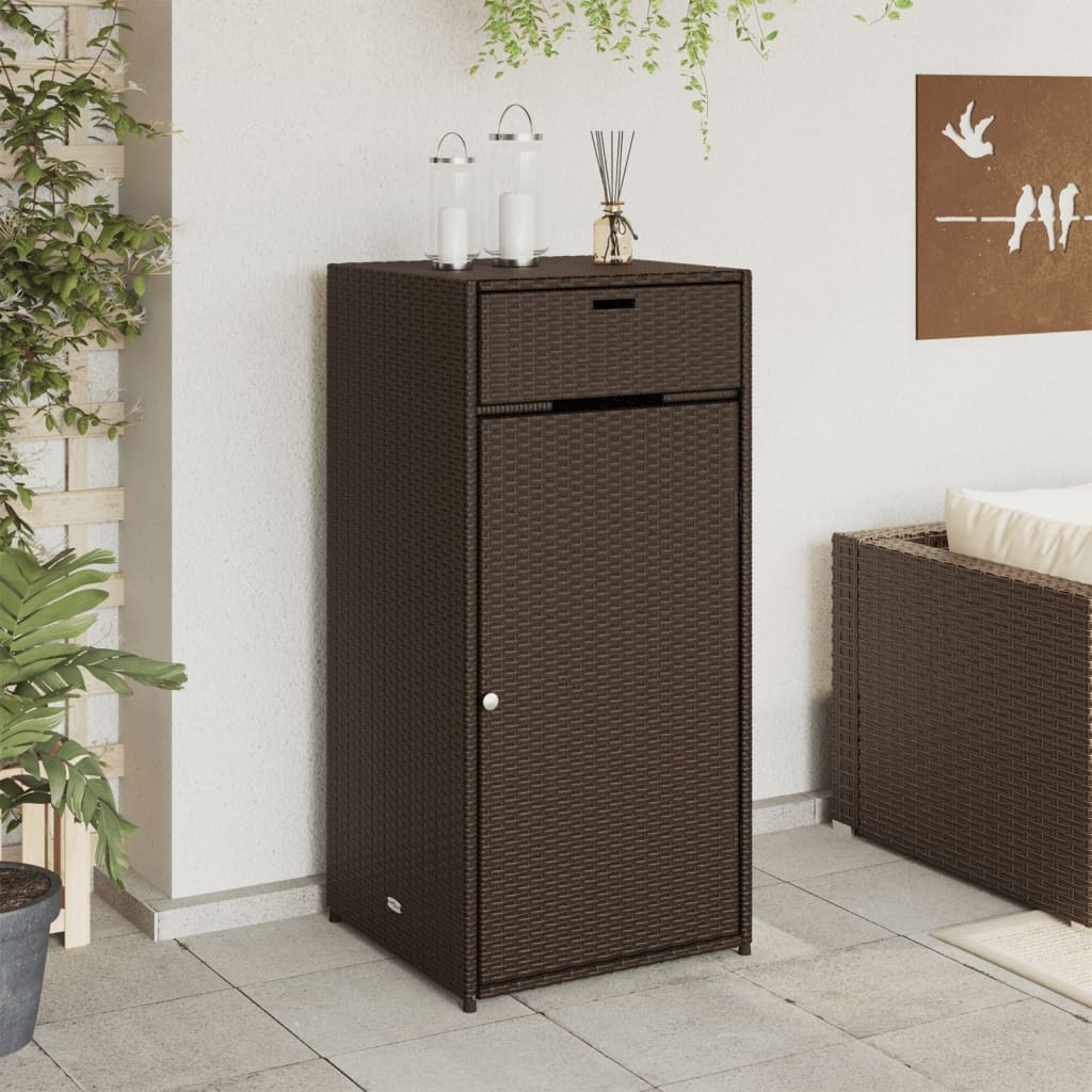 Vidaxl Patio Storage Cabinet Brown 21.7"&quotX21.7"&quotX43.7"" Poly Rattan