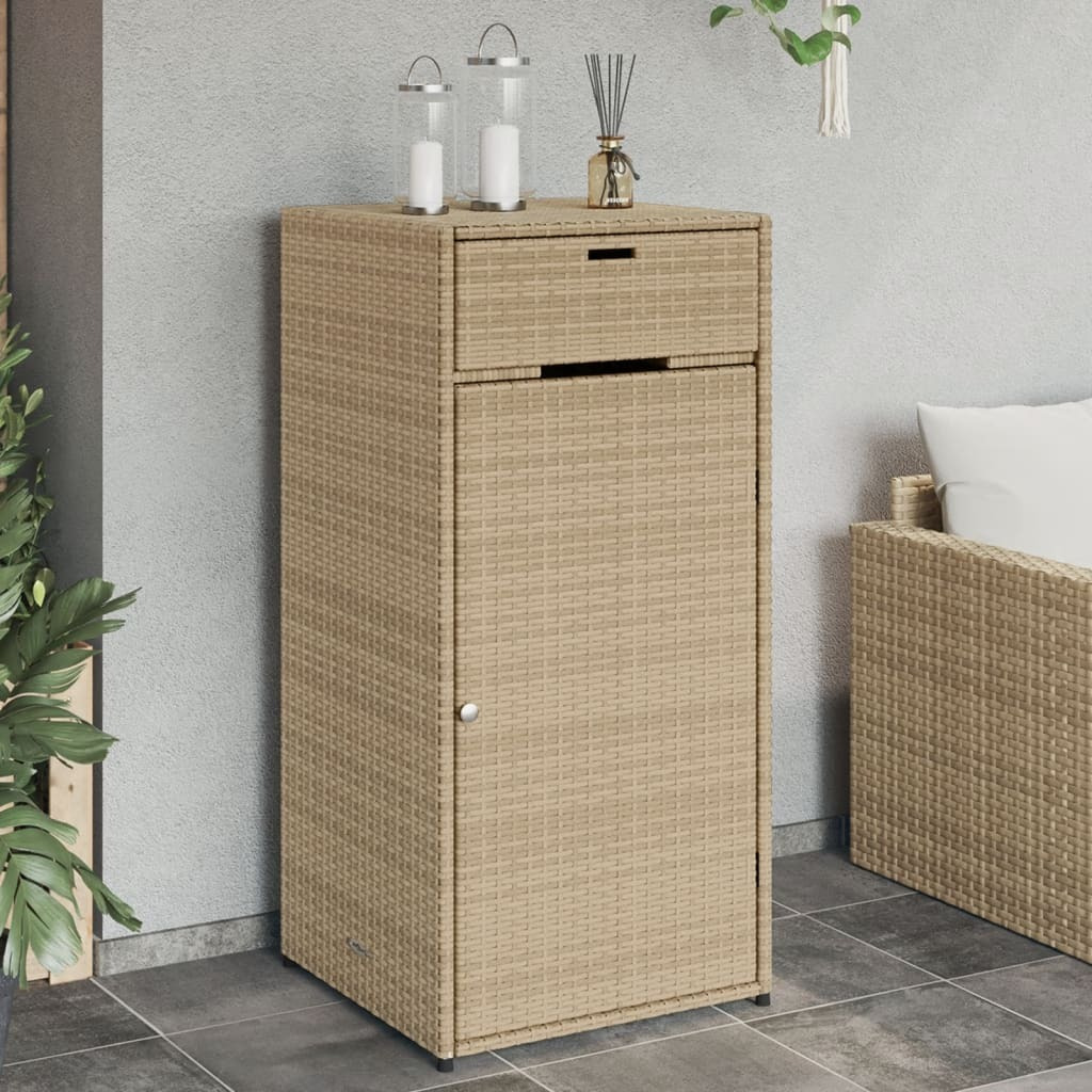 Vidaxl Patio Storage Cabinet Beige 21.7"&quotX21.7"&quotX43.7"" Poly Rattan