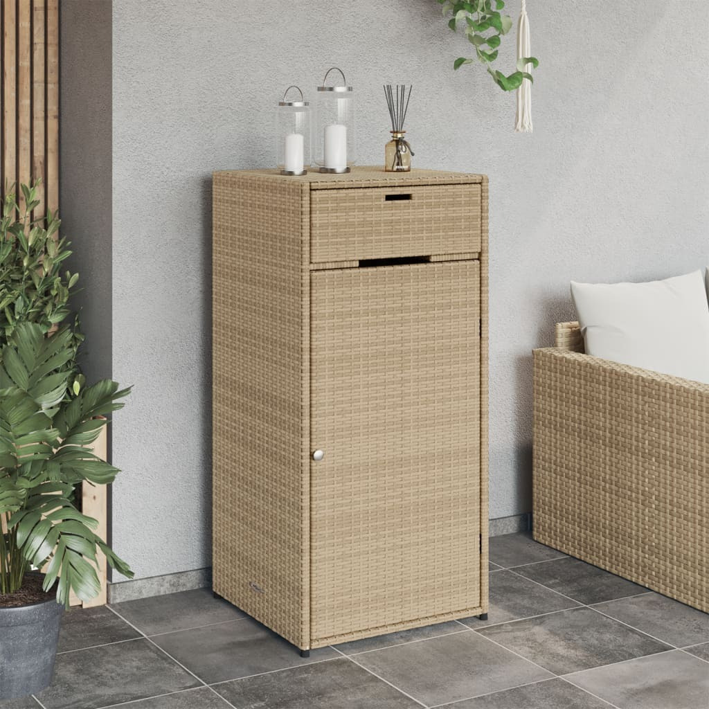 Vidaxl Patio Storage Cabinet Beige 21.7"&quotX21.7"&quotX43.7"" Poly Rattan