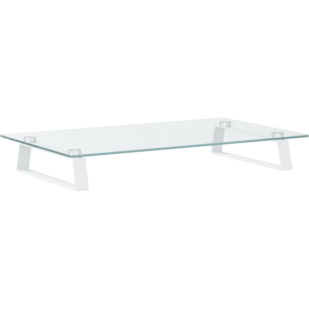 Vidaxl Monitor Stand White 23.6"&quotX13.8"&quotX3.1"" Tempered Glass And Metal