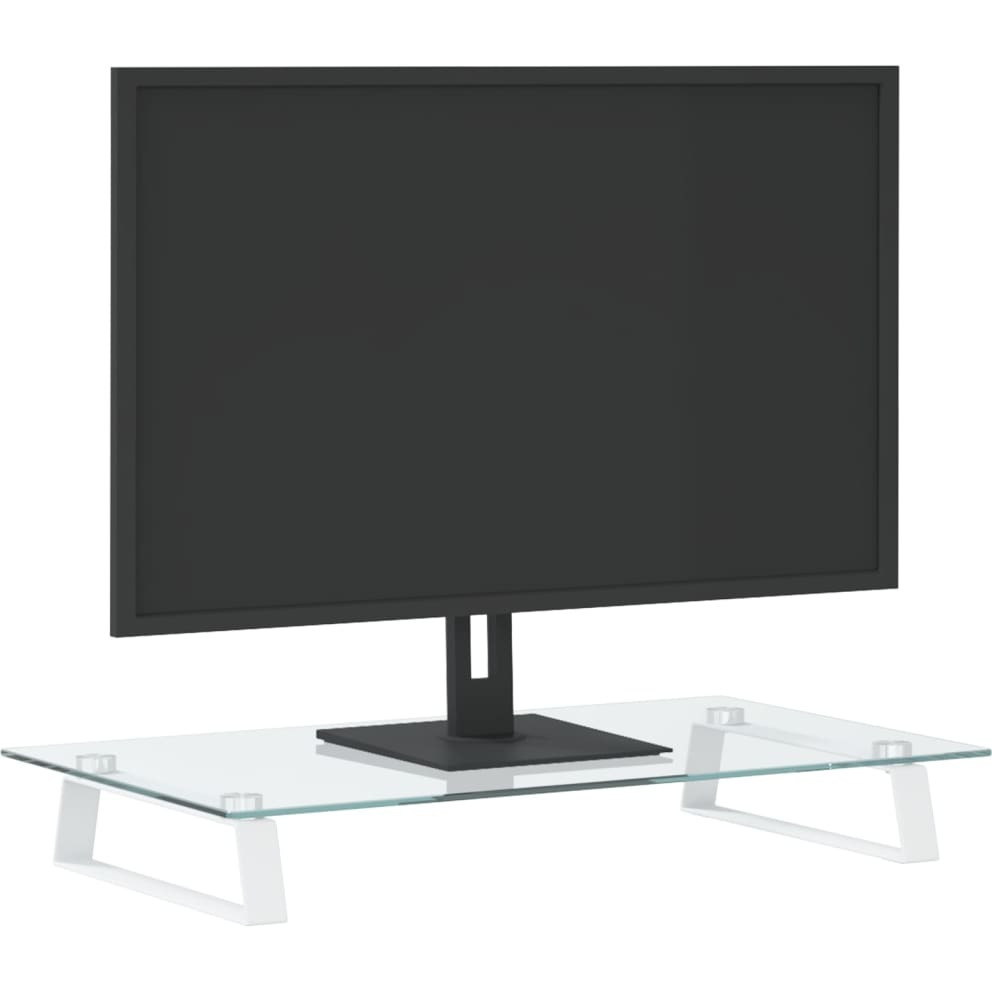 Vidaxl Monitor Stand White 23.6"&quotX13.8"&quotX3.1"" Tempered Glass And Metal