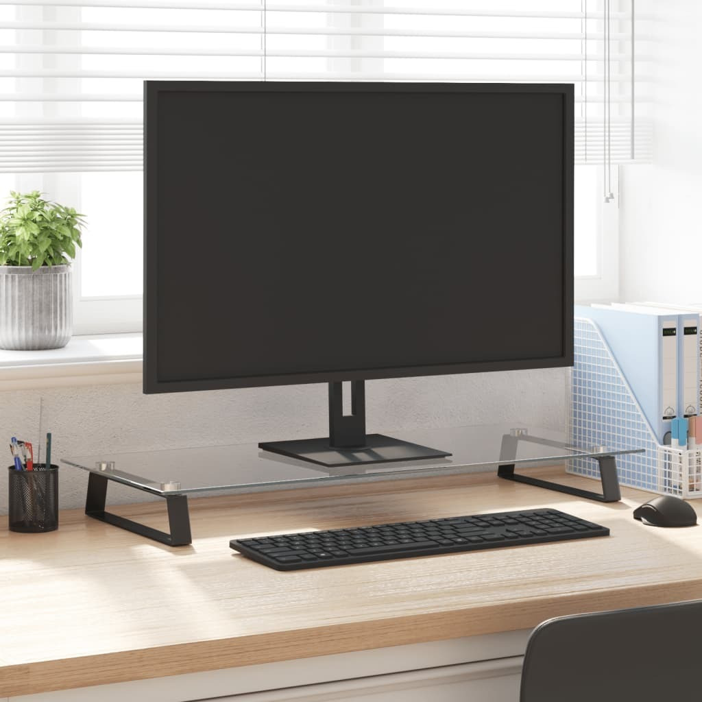 Vidaxl Monitor Stand Black 31.5"&quotX13.8"&quotX3.1"" Tempered Glass And Metal