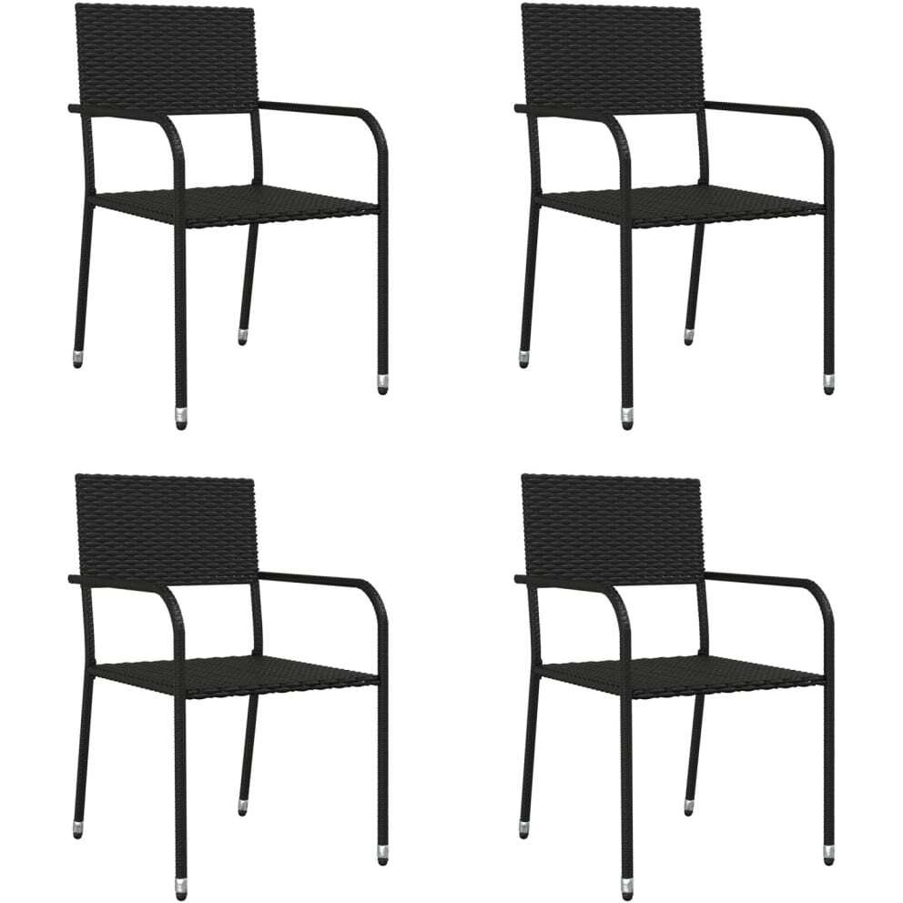 Vidaxl 5 Piece Patio Dining Set Black Poly Rattan