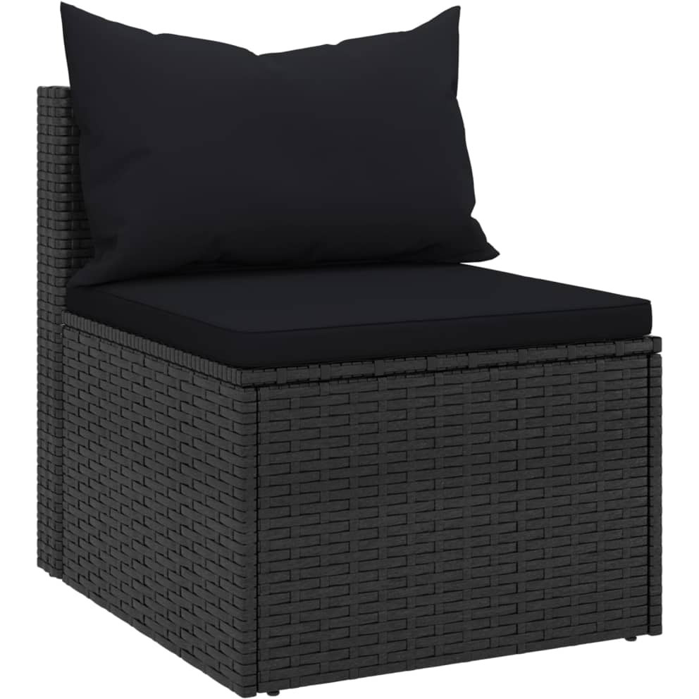 Vidaxl Patio Middle Sofas With Cushions 2 Pcs Black Poly Rattan