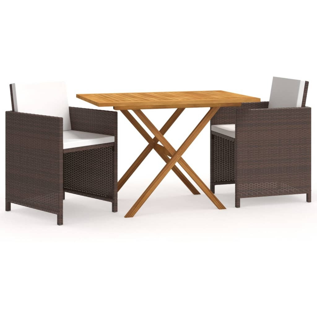 Vidaxl 3 Piece Patio Dining Set With Cushions Brown