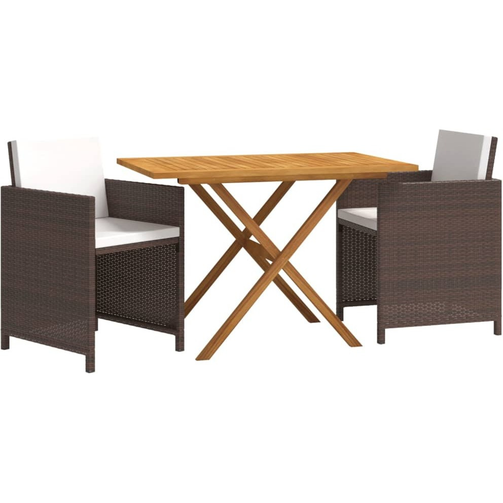 Vidaxl 3 Piece Patio Dining Set With Cushions Brown