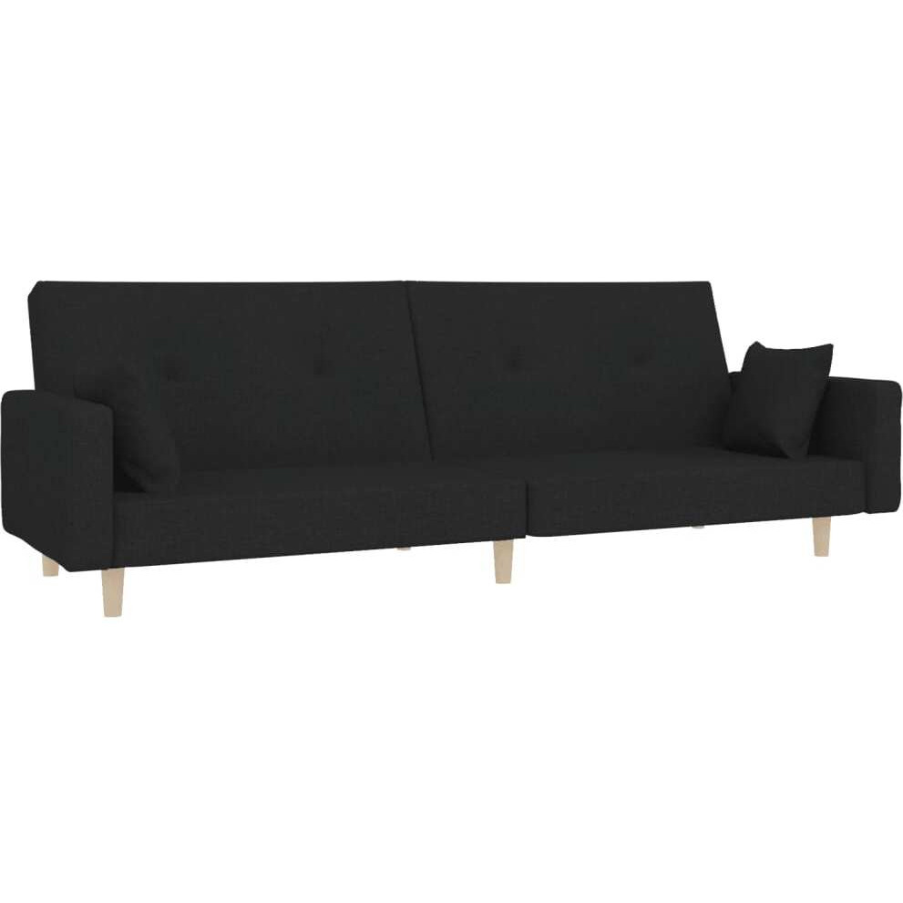 Vidaxl 2-Seater Sofa Bed With Two Pillows Black Fabric