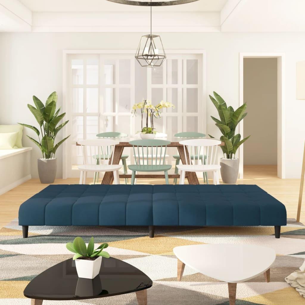 Vidaxl 2-Seater Sofa Bed Blue Velvet