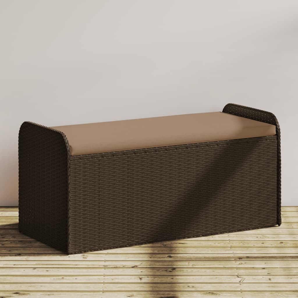Vidaxl Storage Bench With Cushion Brown 45.3X20.1X20.5 Poly Rattan