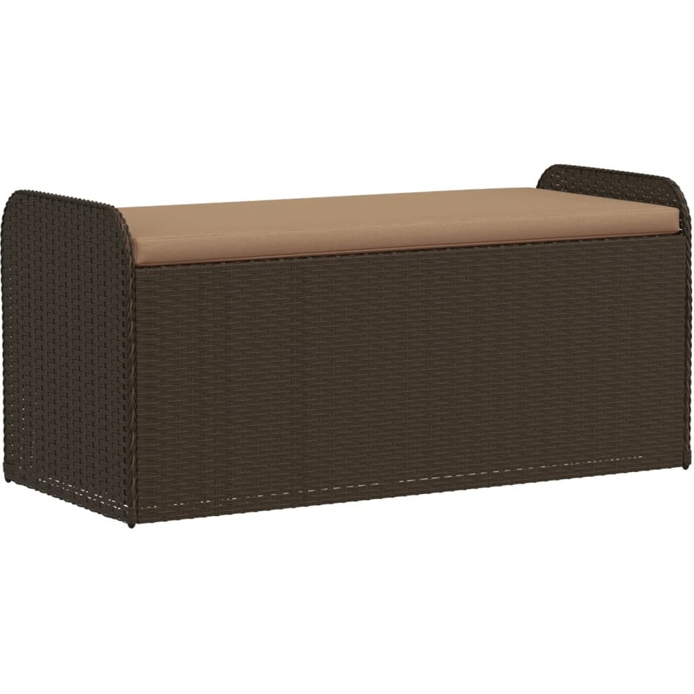 Vidaxl Storage Bench With Cushion Brown 45.3X20.1X20.5 Poly Rattan