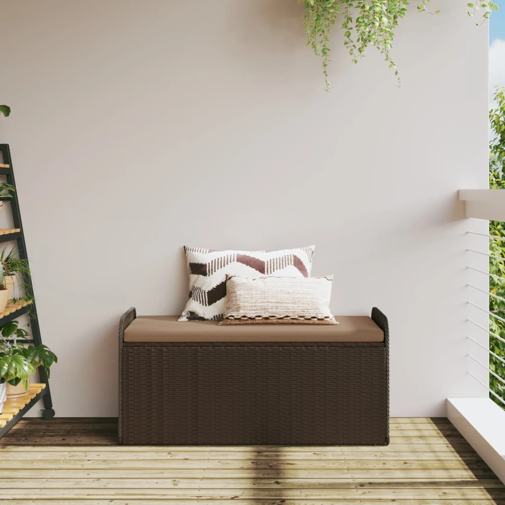 Vidaxl Storage Bench With Cushion Brown 45.3X20.1X20.5 Poly Rattan