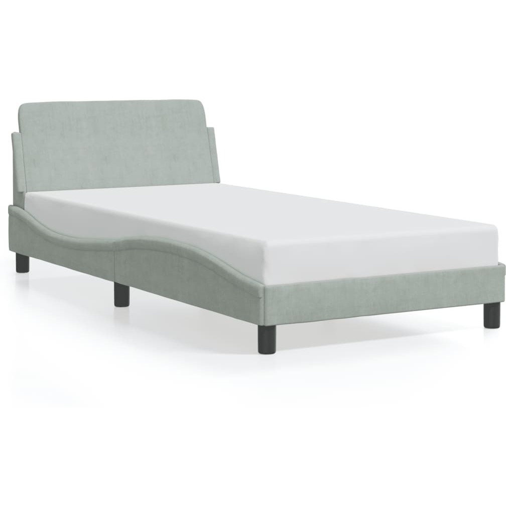 Vidaxl Bed Frame With Headboard Light Gray 39.4X74.8 Twin Velvet