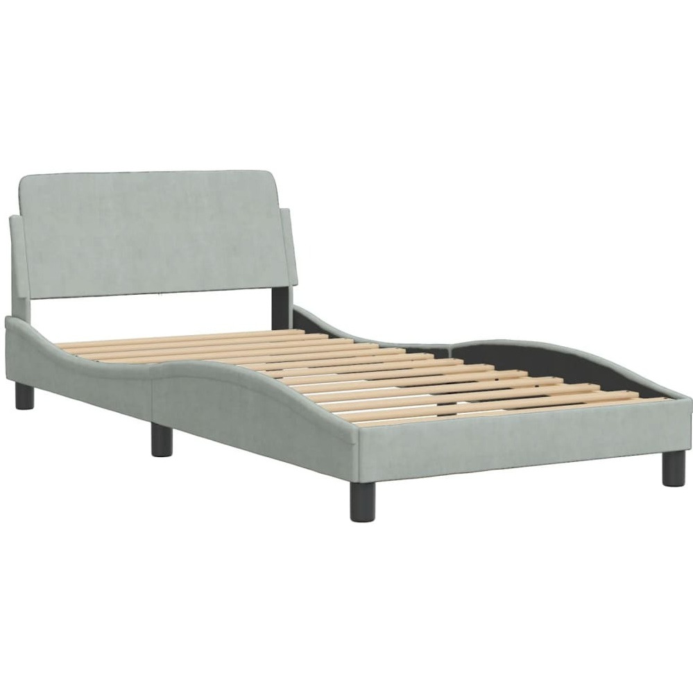 Vidaxl Bed Frame With Headboard Light Gray 39.4X74.8 Twin Velvet