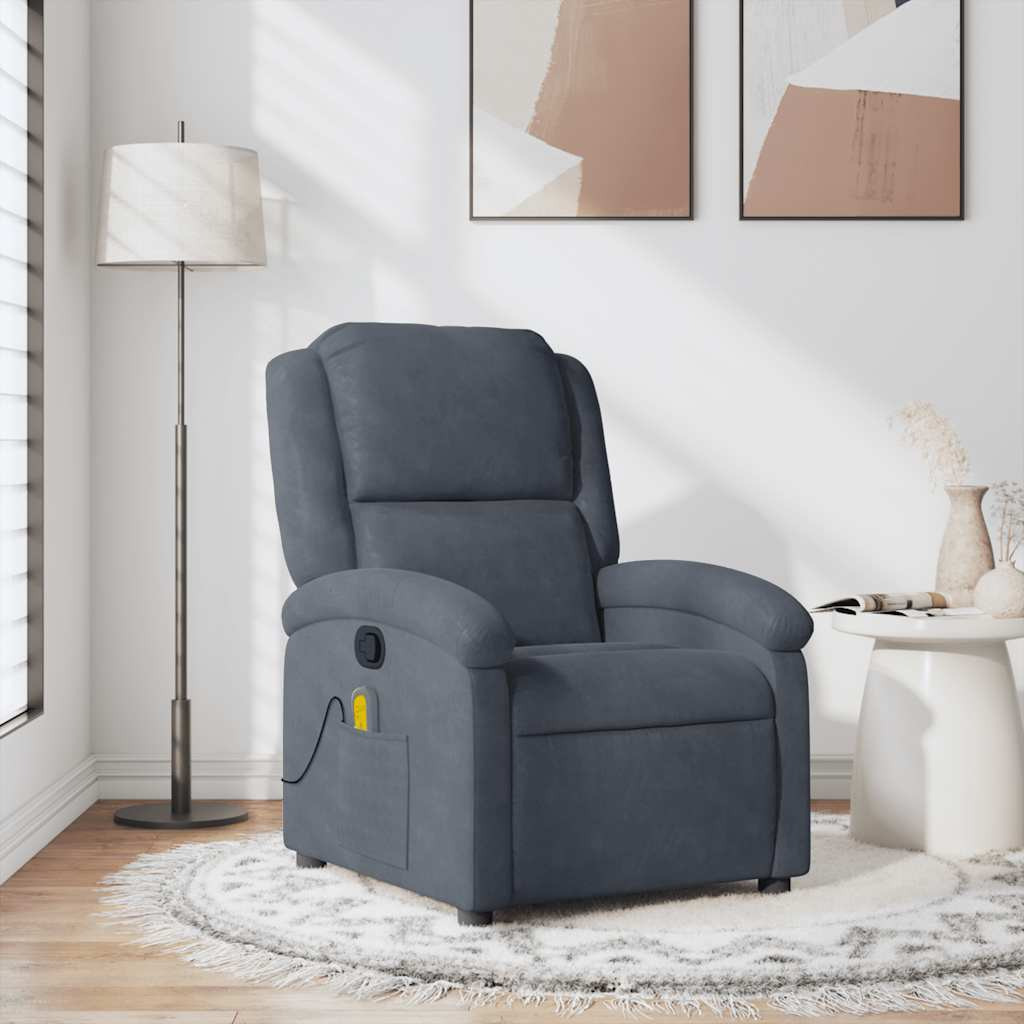 Vidaxl Massage Recliner Chair Dark Gray Velvet