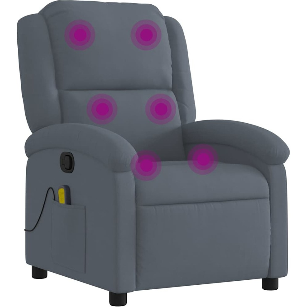 Vidaxl Massage Recliner Chair Dark Gray Velvet