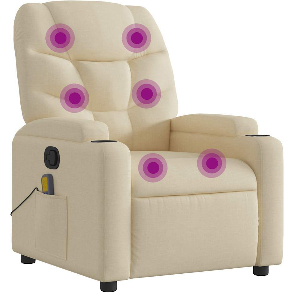 Vidaxl Massage Recliner Chair Cream Fabric