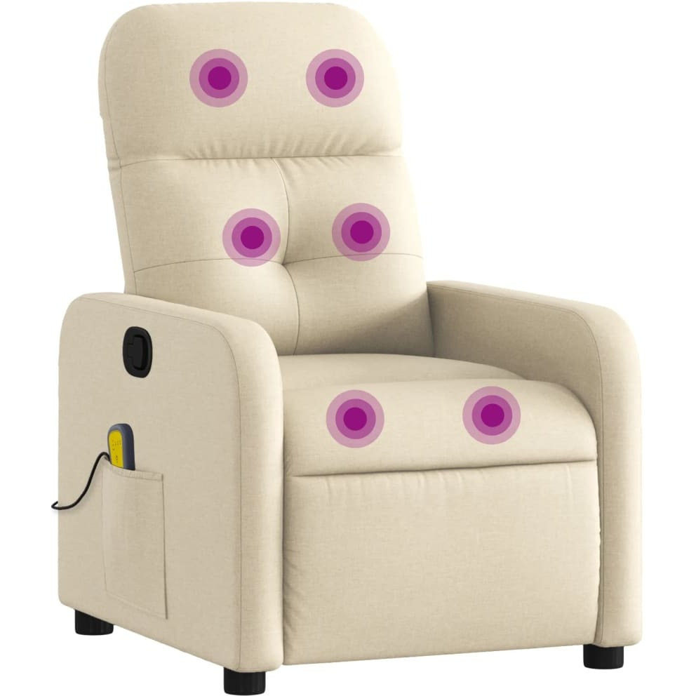 Vidaxl Massage Recliner Chair Cream Fabric