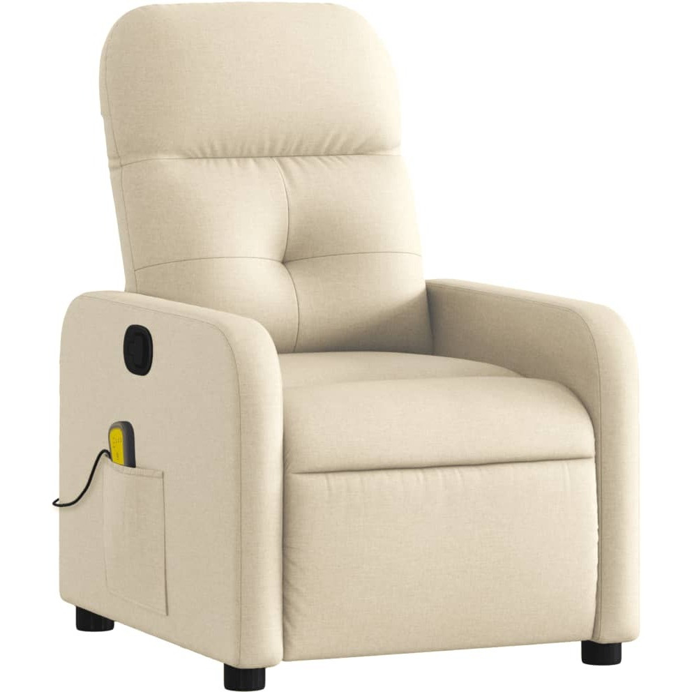 Vidaxl Massage Recliner Chair Cream Fabric