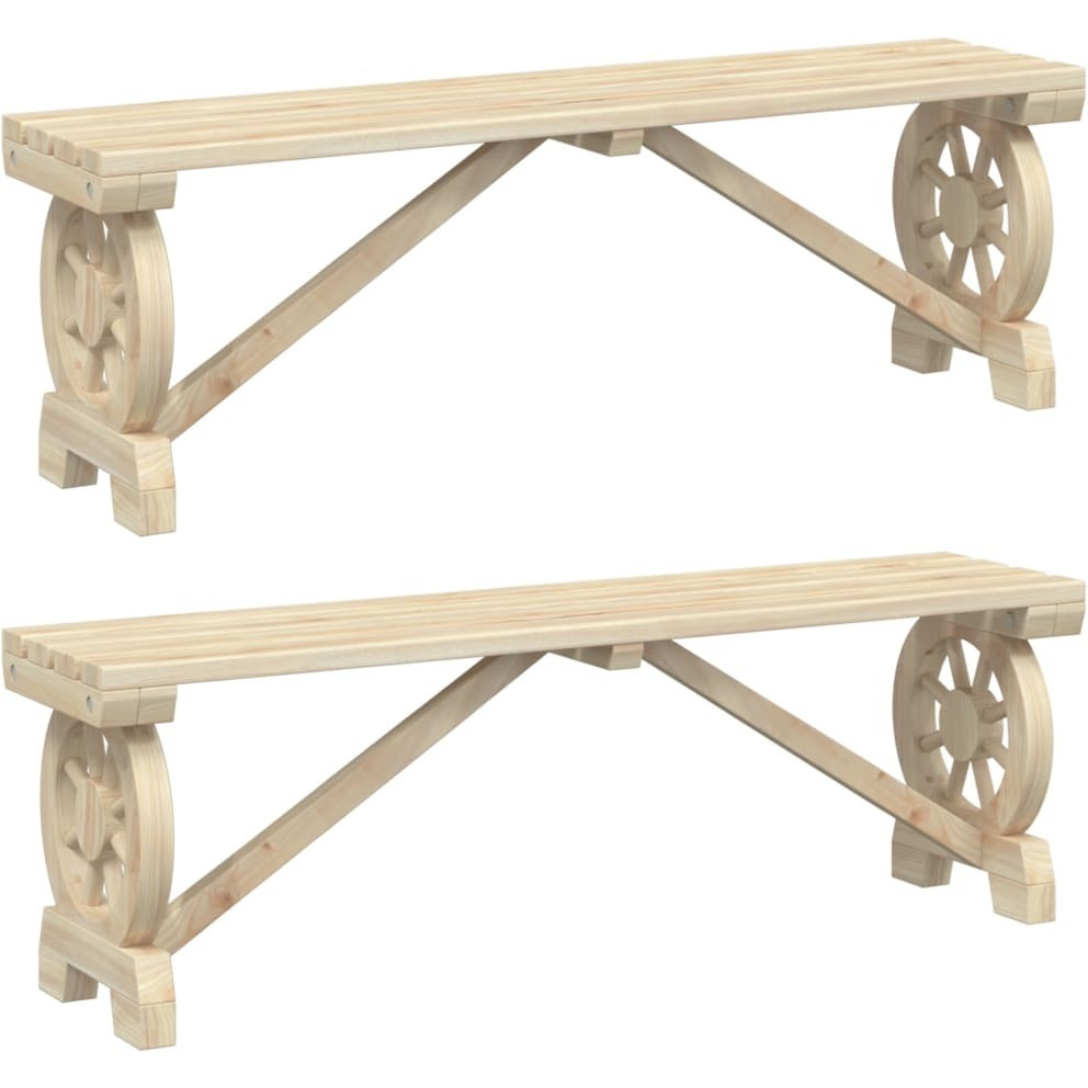 Vidaxl Patio Benches 2 Pcs Solid Wood Fir