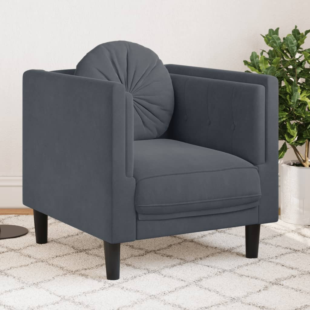 Vidaxl Sofa Chair With Cushion Dark Gray Velvet