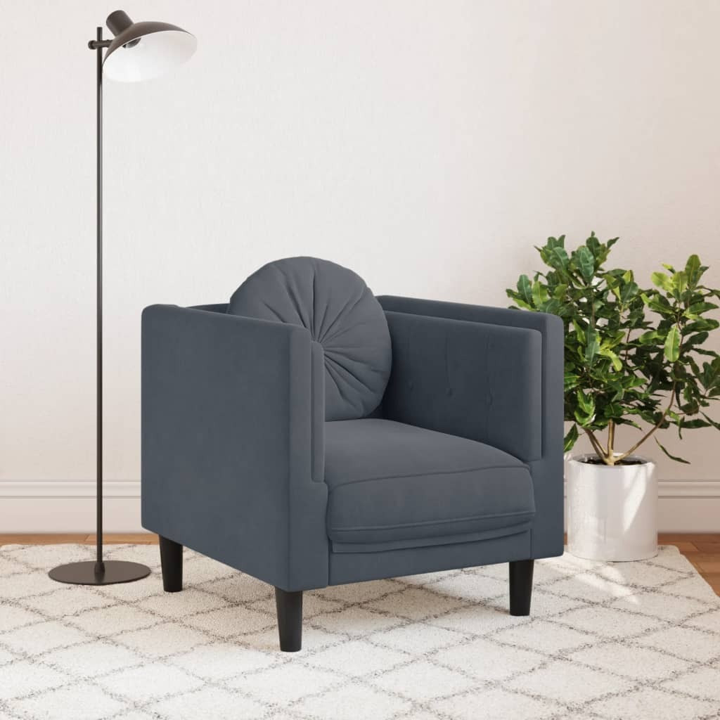 Vidaxl Sofa Chair With Cushion Dark Gray Velvet