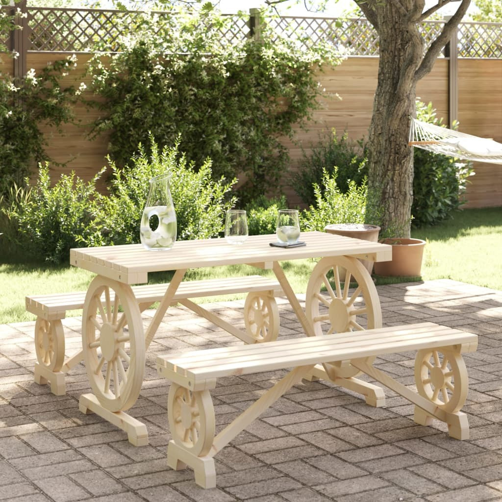Vidaxl 3 Piece Patio Dining Set Solid Wood Fir
