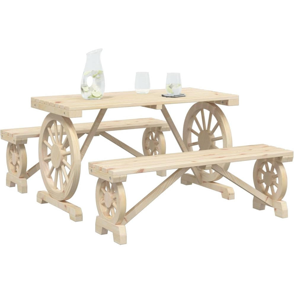 Vidaxl 3 Piece Patio Dining Set Solid Wood Fir