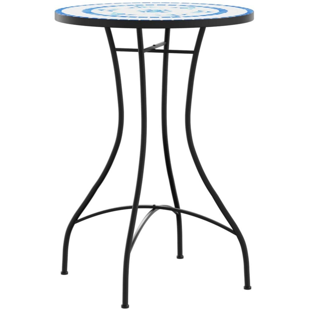 Vidaxl Mosaic Bistro Set Blue And White Iron And Ceramic