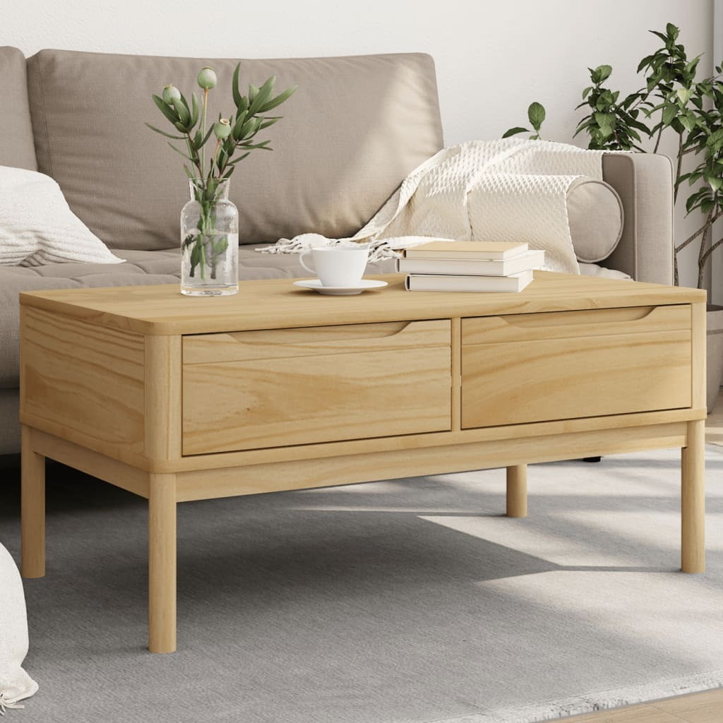 Vidaxl Coffee Table Floro Wax Brown 39X21.9X17.7 Solid Pine Wood
