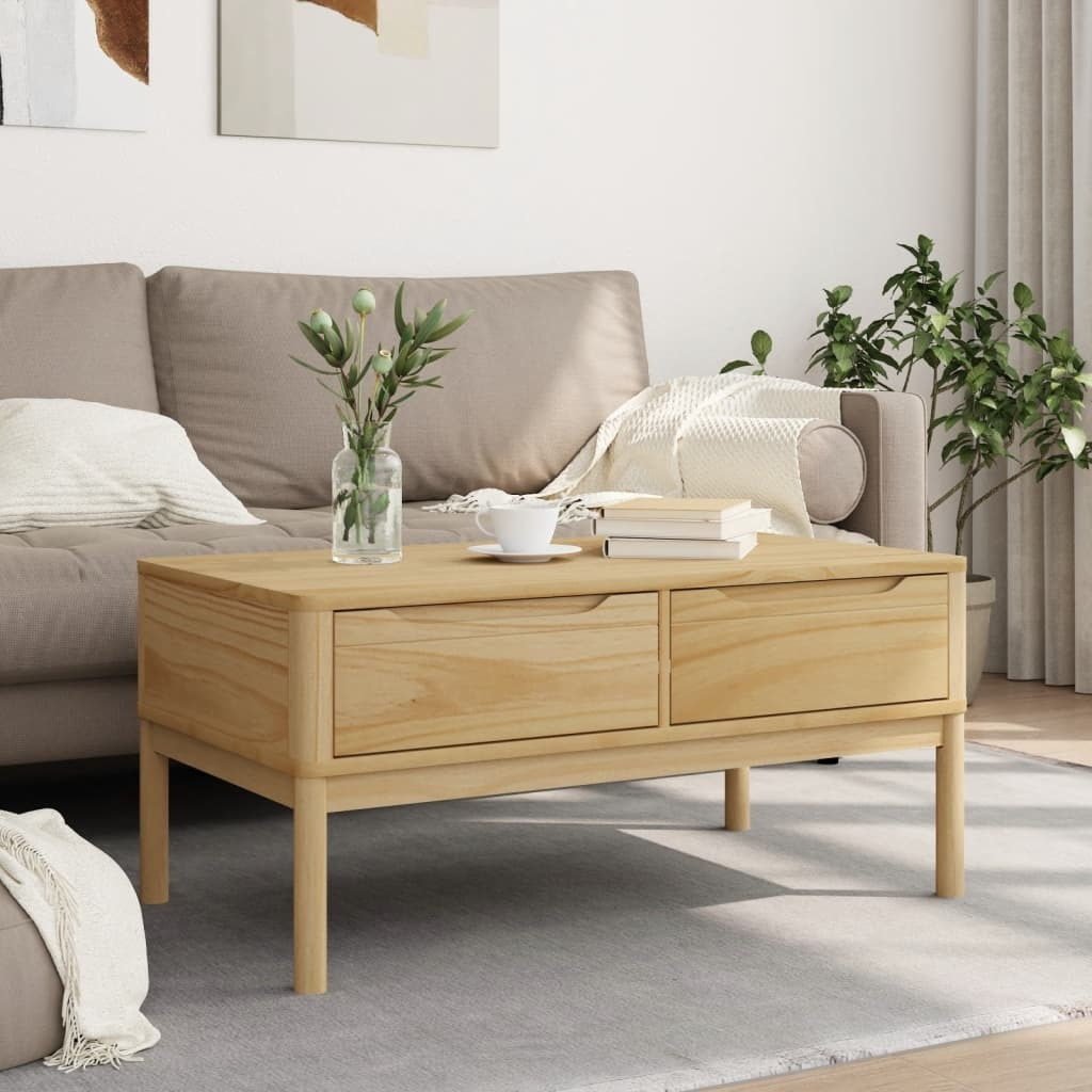 Vidaxl Coffee Table Floro Wax Brown 39X21.9X17.7 Solid Pine Wood
