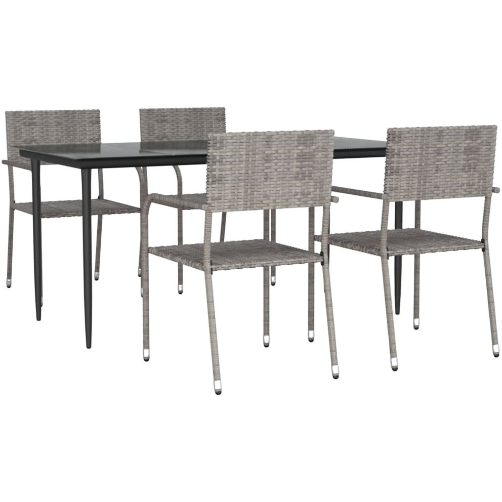 Vidaxl 5 Piece Patio Dining Set Gray Poly Rattan