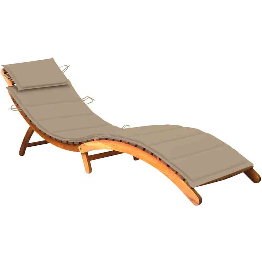 Vidaxl Patio Sun Lounger With Cushion Solid Acacia Wood