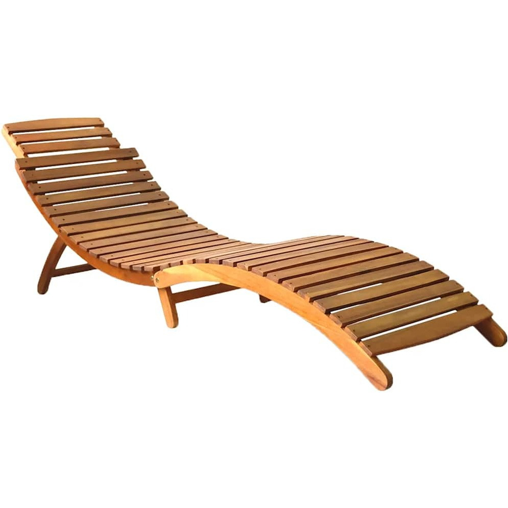 Vidaxl Patio Sun Lounger With Cushion Solid Acacia Wood