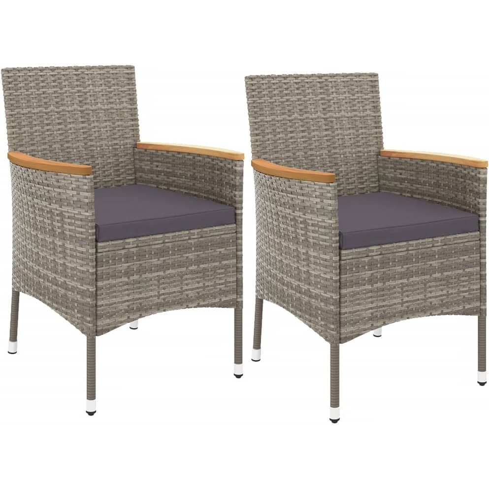 Vidaxl 3 Piece Patio Bistro Set With Cushions Gray Poly Rattan