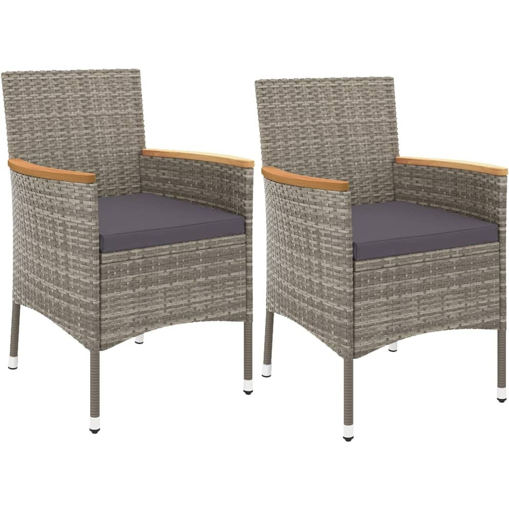 Vidaxl 3 Piece Patio Bistro Set With Cushions Gray Poly Rattan