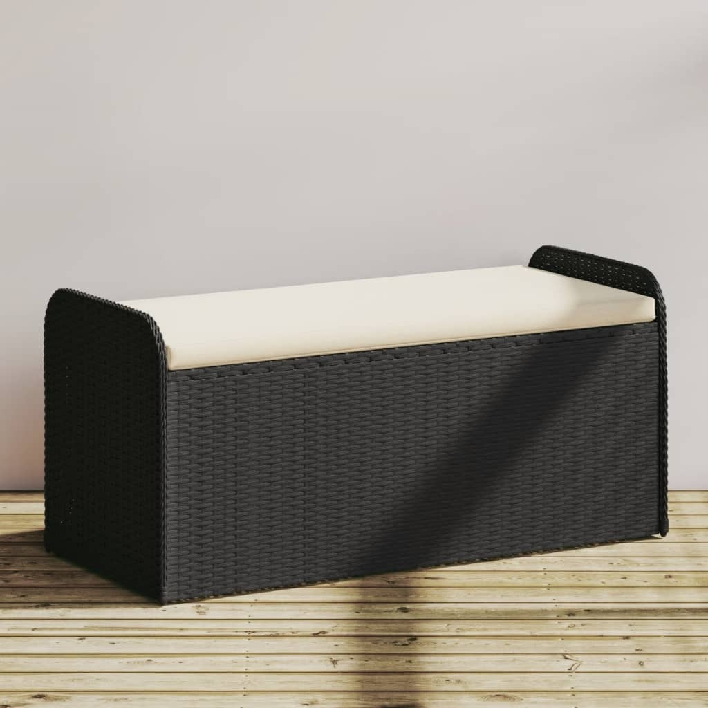 Vidaxl Storage Bench With Cushion Black 45.3X20.1X20.5 Poly Rattan