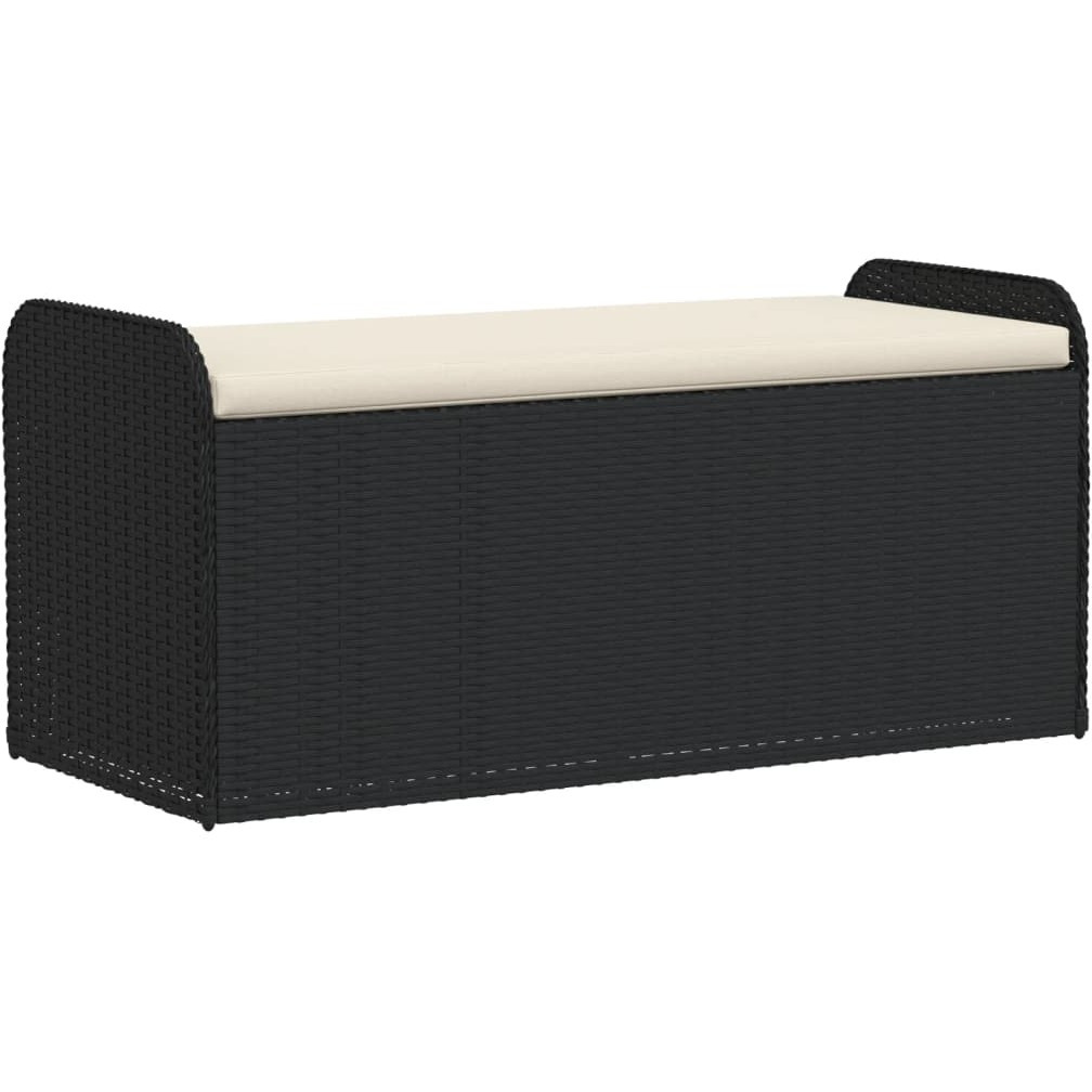 Vidaxl Storage Bench With Cushion Black 45.3X20.1X20.5 Poly Rattan
