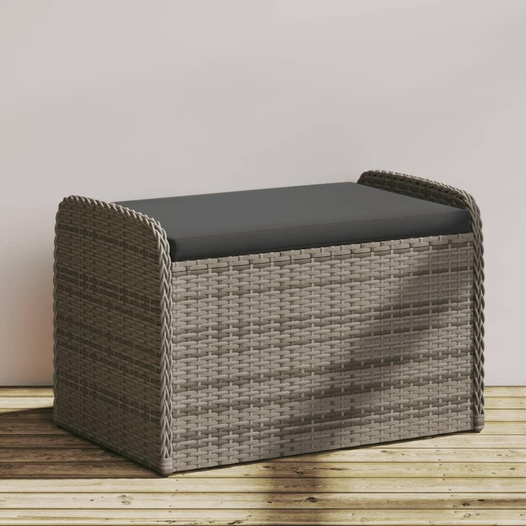 Vidaxl Storage Bench With Cushion Gray 31.5X20.1X20.5 Poly Rattan