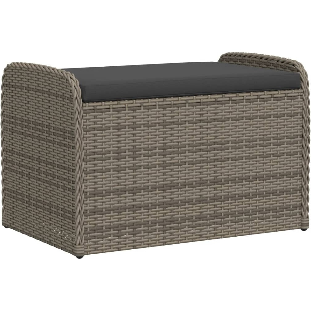 Vidaxl Storage Bench With Cushion Gray 31.5X20.1X20.5 Poly Rattan