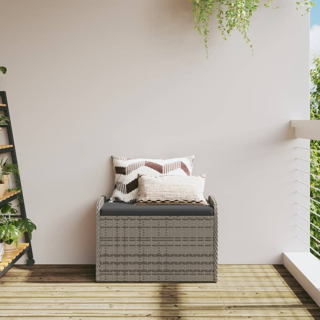 Vidaxl Storage Bench With Cushion Gray 31.5X20.1X20.5 Poly Rattan