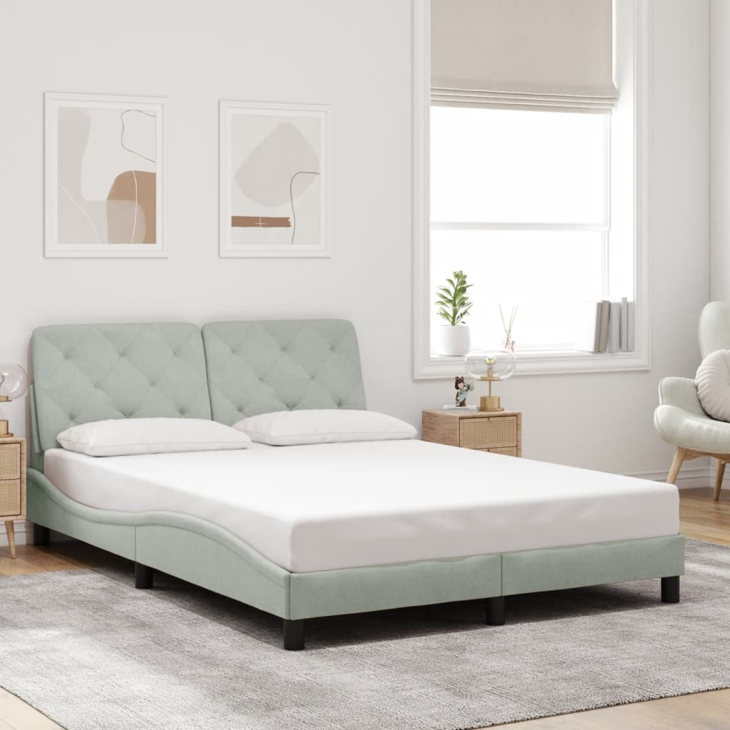 Vidaxl Bed Frame With Headboard Light Gray 53.9X74.8 Full Velvet