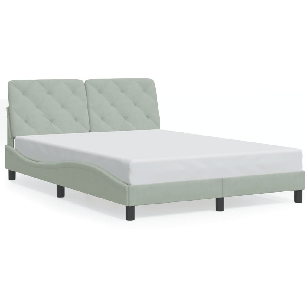 Vidaxl Bed Frame With Headboard Light Gray 53.9X74.8 Full Velvet